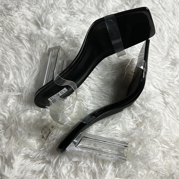 Clear Chunky Block High Heels Size 10 - Picture 4 of 9